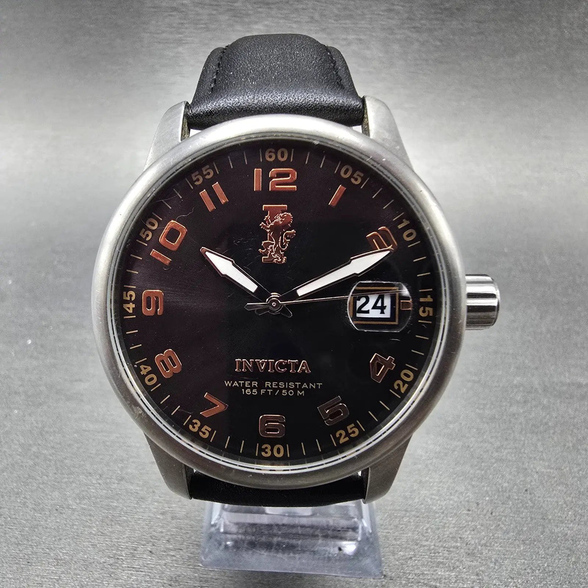 Invicta I Force Watch Men 44mm Black Dial Steel Date Round 12975 New Battery0
