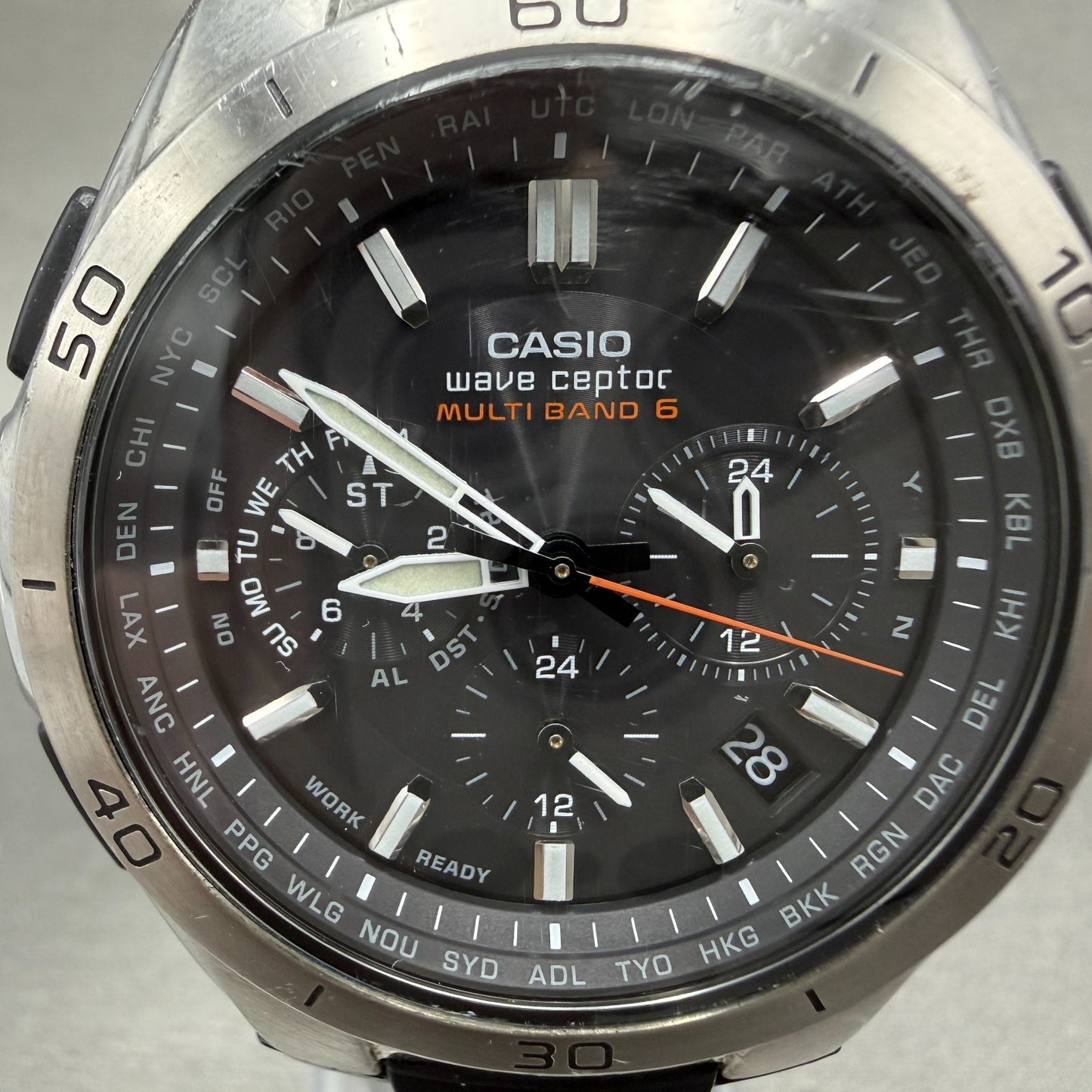 Casio Waveceptor WVQ-M410 Watch Men 43mm Black Dial Silver Tone Date Solar RunsG1
