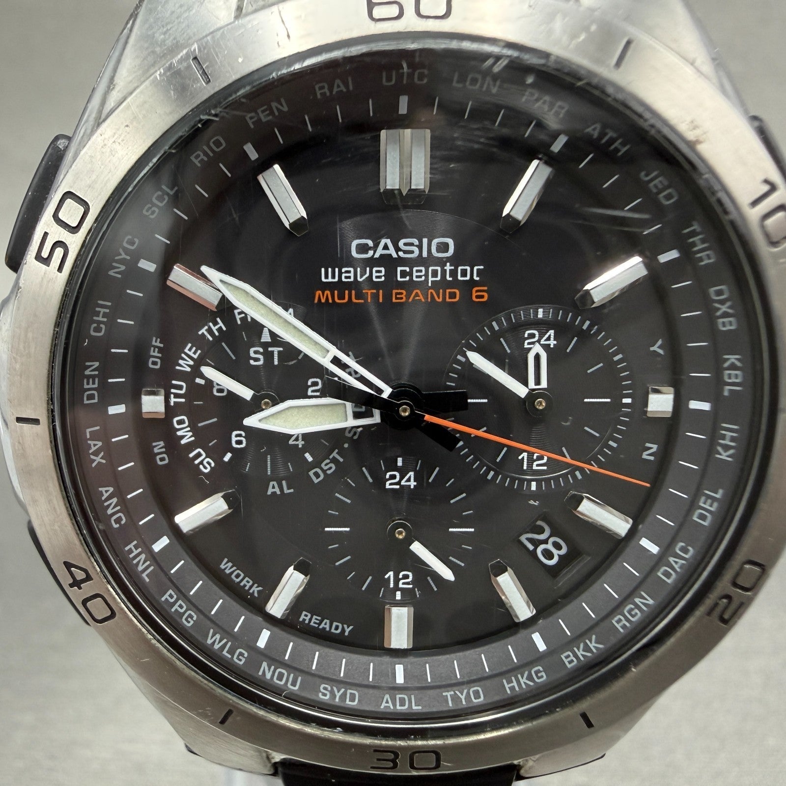 Casio Waveceptor WVQ-M410 Watch Men 43mm Black Dial Silver Tone Date Solar RunsG1