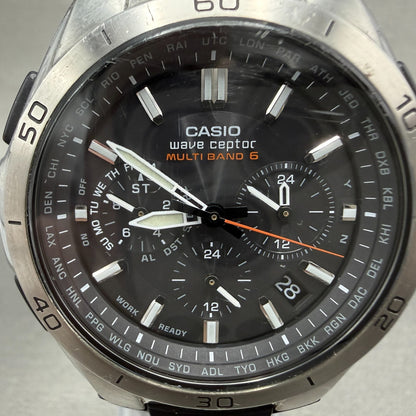 Casio Waveceptor WVQ-M410 Watch Men 43mm Black Dial Silver Tone Date Solar RunsG1