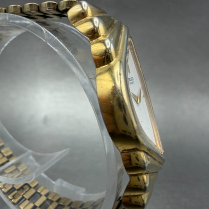 Seiko Half Moon Watch Women 19mm White Dial Gold Tone Asymmetrical New Battery3