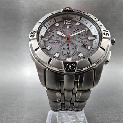 Citizen Eco-Drive Dive Watch Men 41mm Chronograph Silver Dial Titanium Runs5