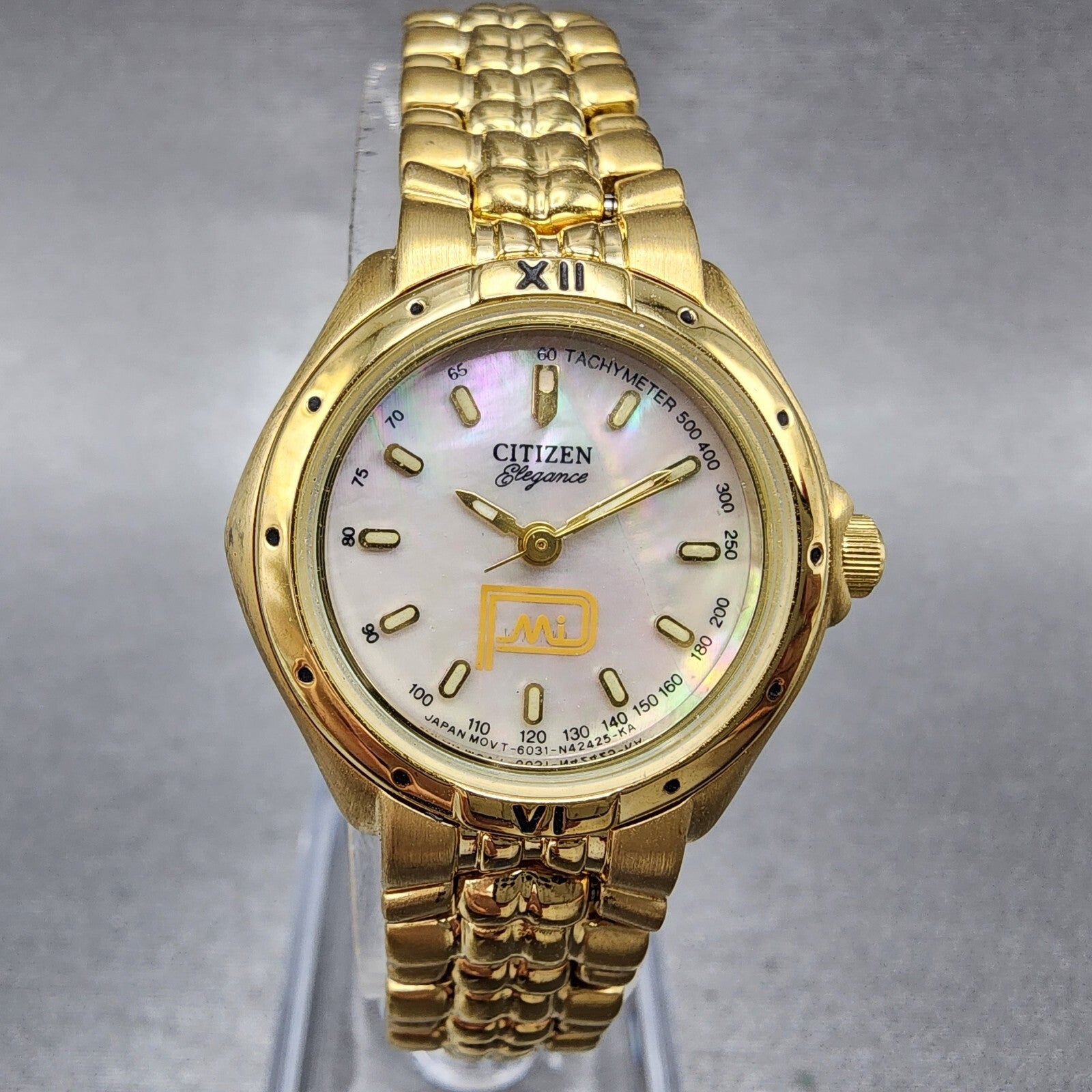 Citizen Elegance Watch Women 24mm MOP Dial Gold Tone Hexagon 6031S49364 New Bat0