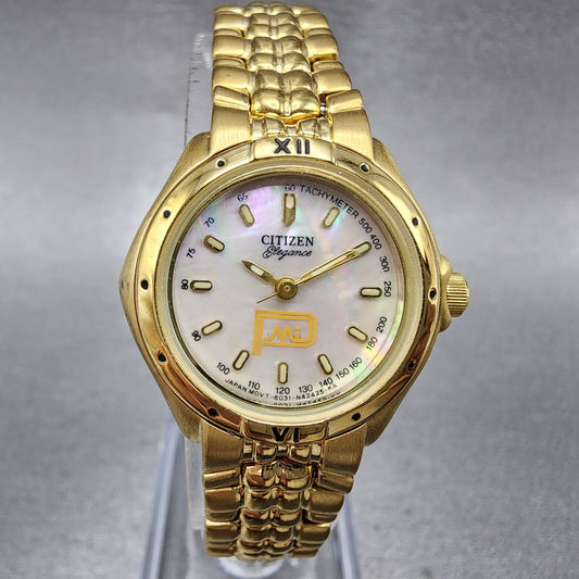Citizen Elegance Watch Women 24mm MOP Dial Gold Tone Hexagon 6031S49364 New Bat0