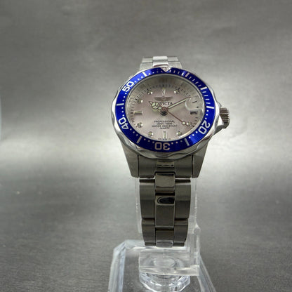 Invicta Dive Watch Women 24mm White Dial Steel Date Blue 14125 Round New Battery5