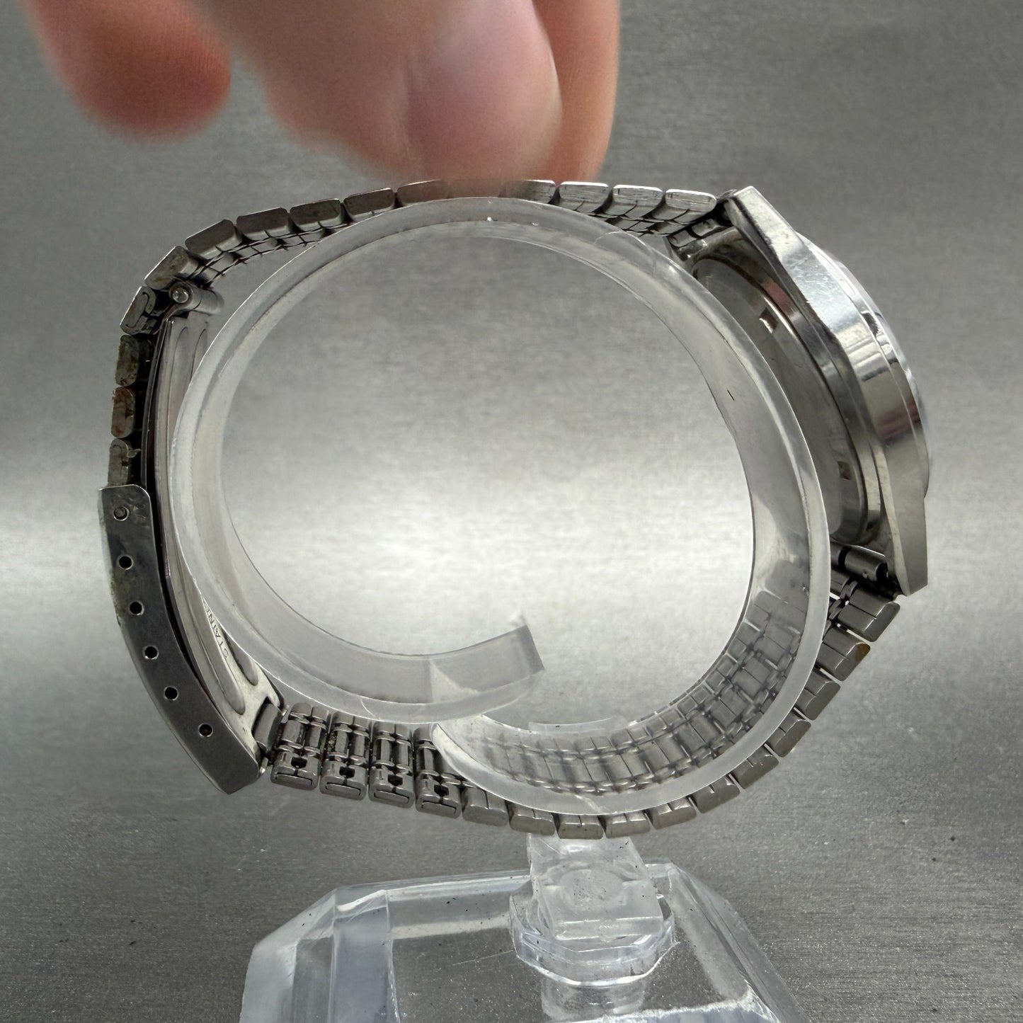 Ricoh Ammon Watch Men 32mm White Dial Silver Tone Date Round New Battery8