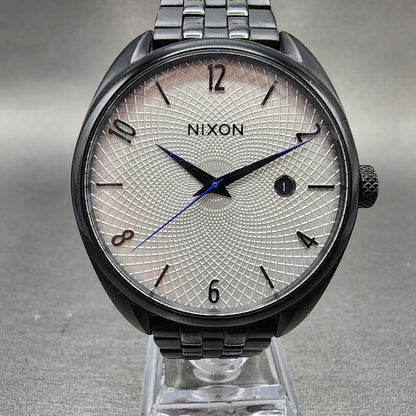 Nixon The Bullet Watch Women 38mm White Dial Black Tone Date Round New Battery0