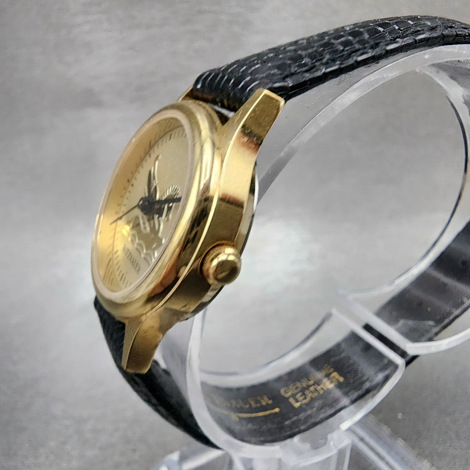 Wittnauer Pegasus Watch Women 24mm Champagne Dial Gold Tone Round New Battery2