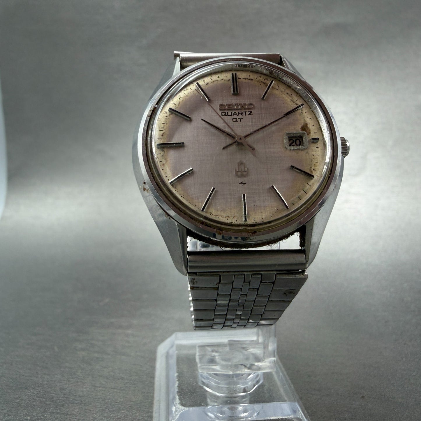 Seiko QT Watch Men 36mm Silver Dial Silver Tone Date Round 0822-8020 New Battery5