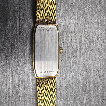 Bulova Watch Women 12mm White Dial Two Tone Rectangle Vintage 90T00 New Battery10