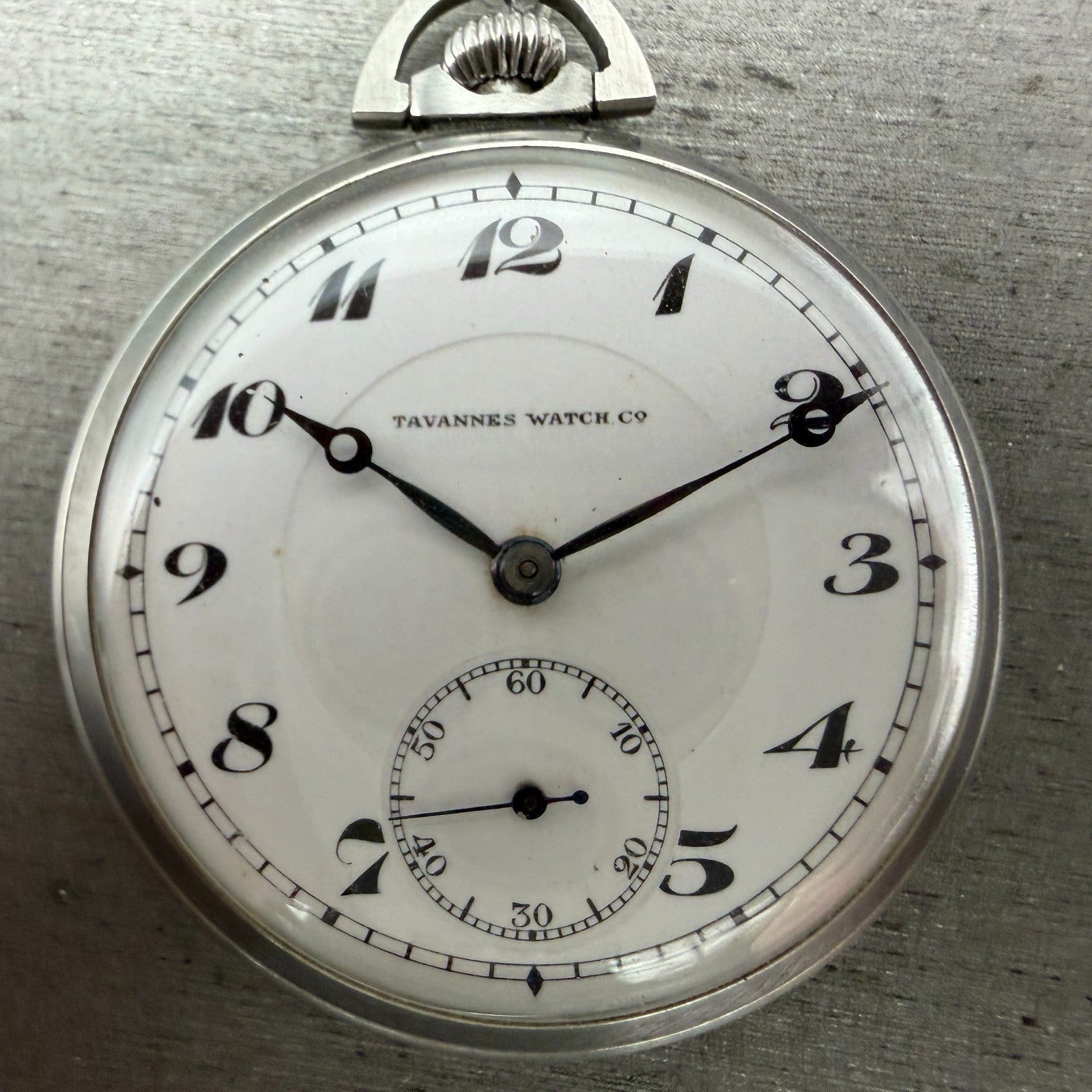 Tavannes pocket Watch 44mm White Dial Silver Tone 17 Jewels Manual Wind PARTS2