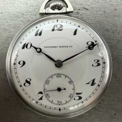 Tavannes pocket Watch 44mm White Dial Silver Tone 17 Jewels Manual Wind PARTS2