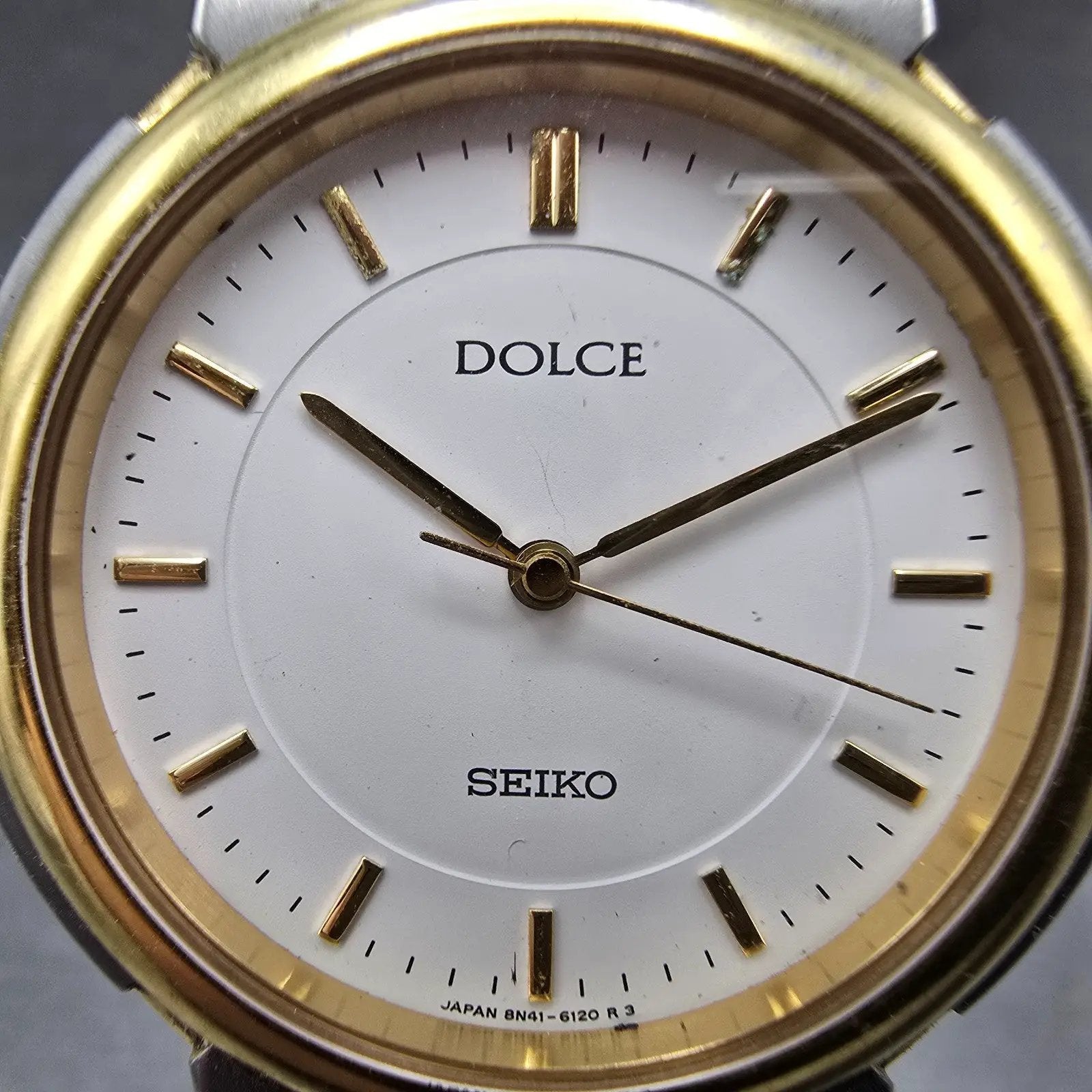 Seiko Dolce Watch Men 33mm White Dial Two Tone Titanium 8N41-6090 New Battery2