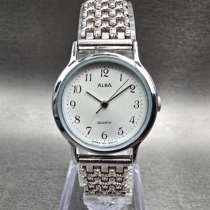 Seiko Alba Watch Women 23mm Silver Dial Silver Tone Round V811-0780 New Battery0