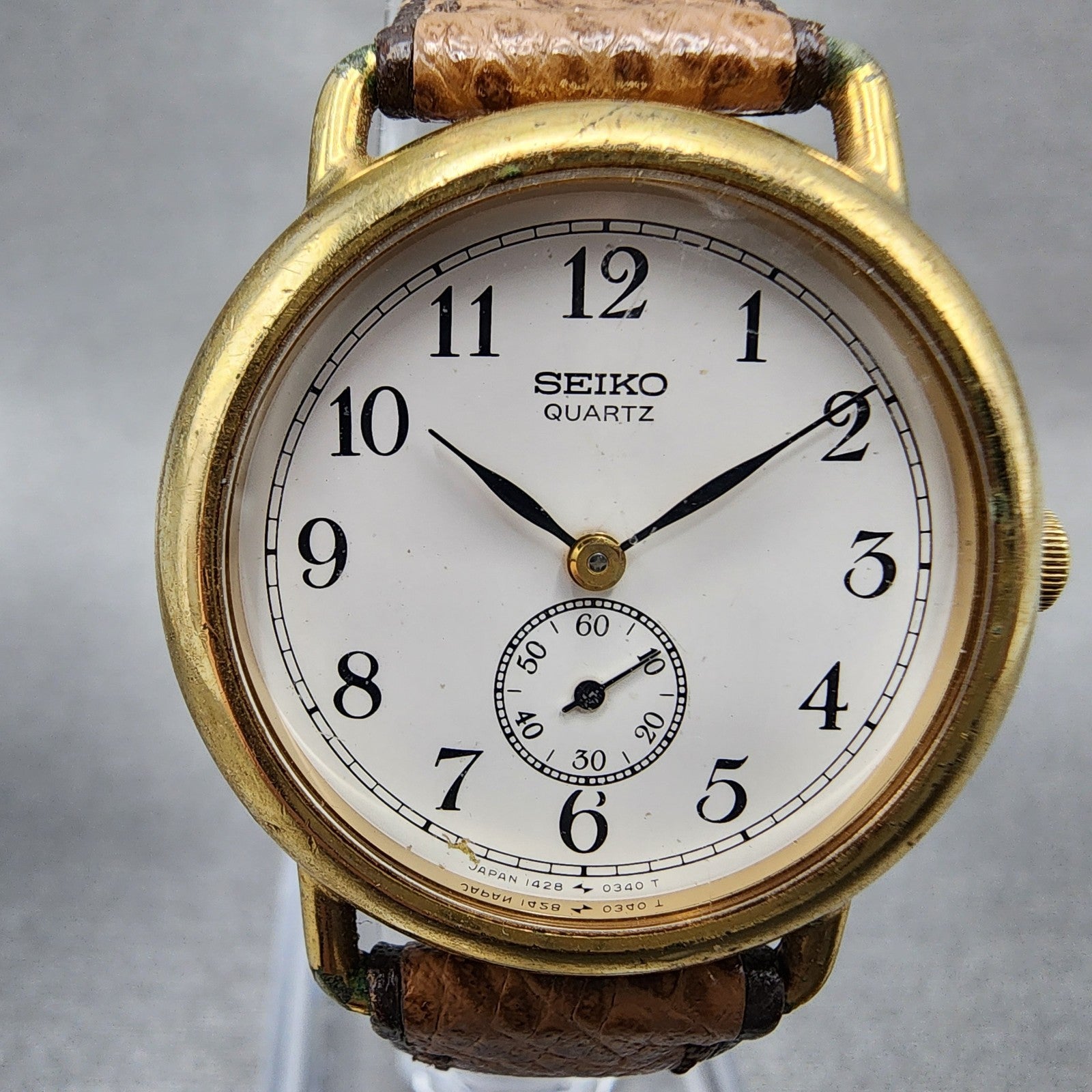 Seiko Watch Women 28mm White Dial Gold Tone Round 14280070 New Battery1