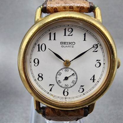 Seiko Watch Women 28mm White Dial Gold Tone Round 14280070 New Battery1