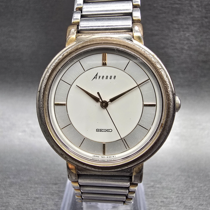 Seiko Avenue Watch Men 31mm Silver Dial Two Tone Round 7N01-6110 New Battery0