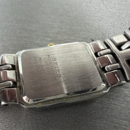 Seiko Tank Watch Women 16mm White Dial Two Tone Rectangle 1N015D60 New Battery9