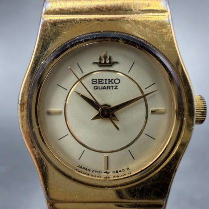 Seiko Watch Women 18mm Champagne Dial Gold Tone Round 2Y01-0140 New Battery1
