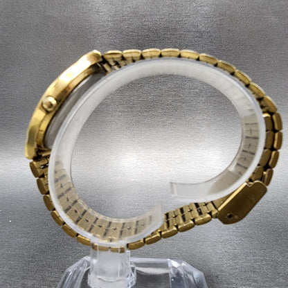 Seiko SX Watch Men 34mm Gold Dial Gold Tone Round V701-6J60 PARTS REPAIR