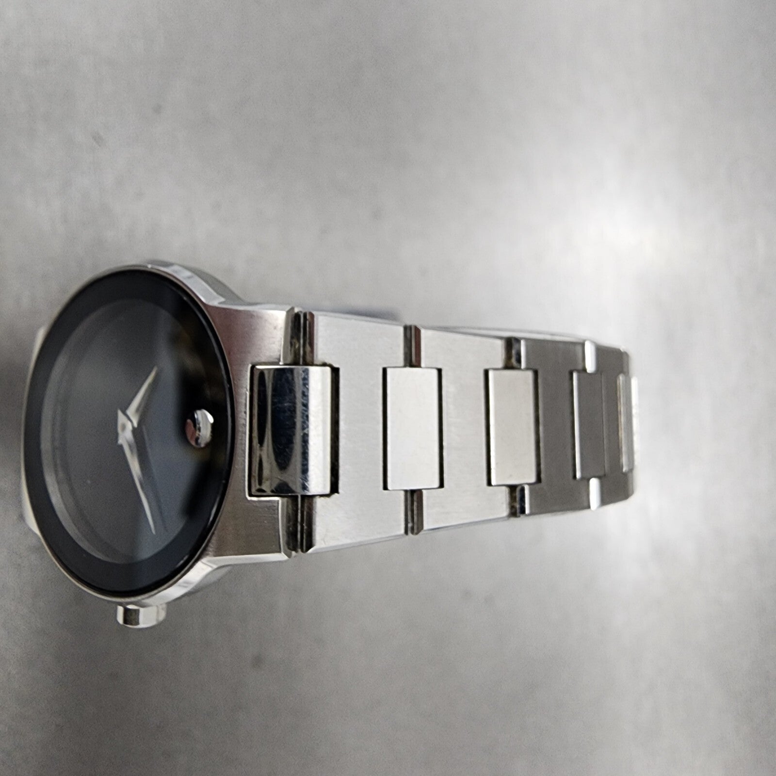Movado Safiro Watch Women 26mm Black Dial Steel Round 0605806 New Battery4