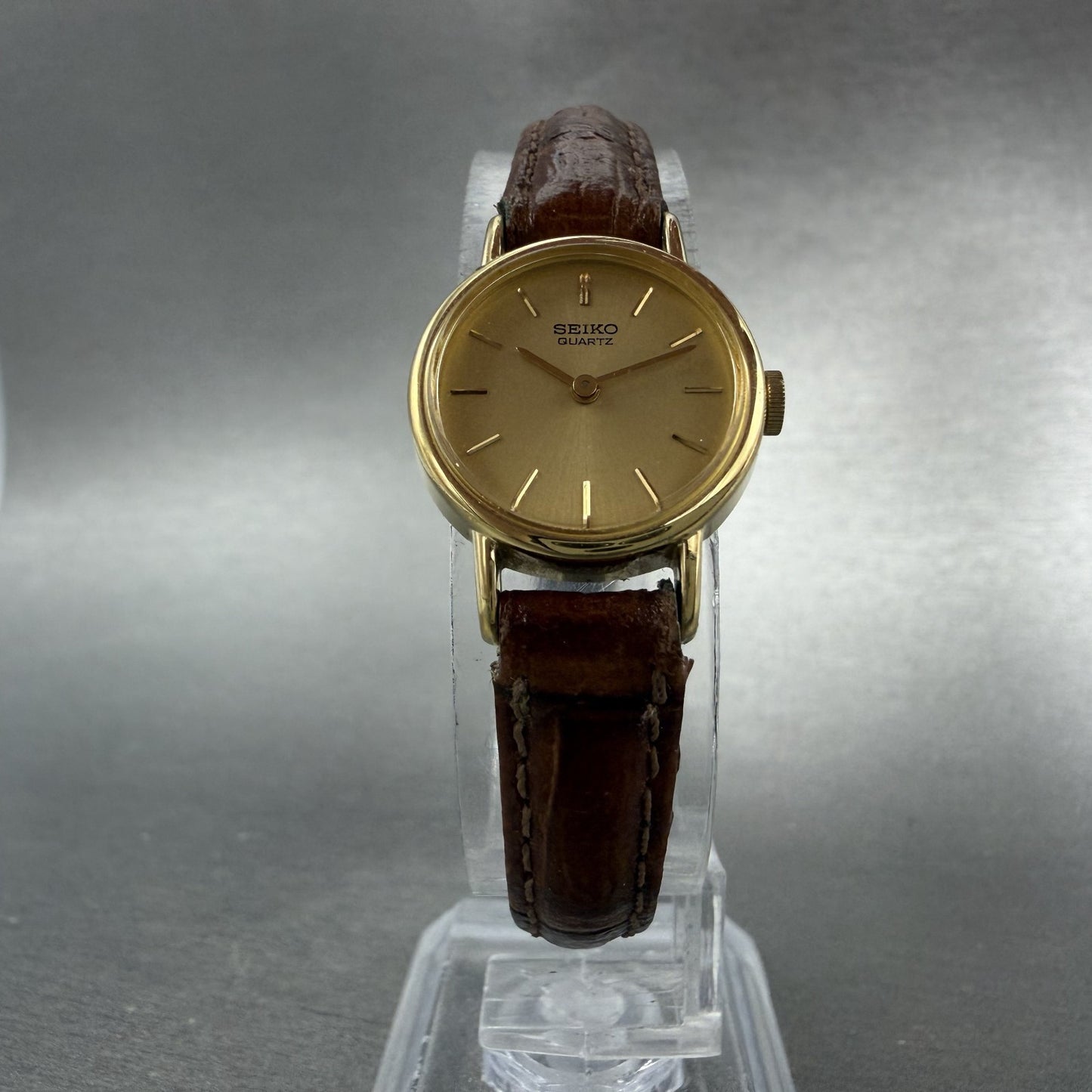 Seiko Watch Women 19mm Gold Dial Gold Tone Round 5420-0019 New Battery VTG5
