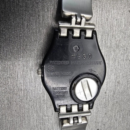 Swatch Lady Chessboard Watch Women Ivory Dial Black Case Round LB160G New Batt10