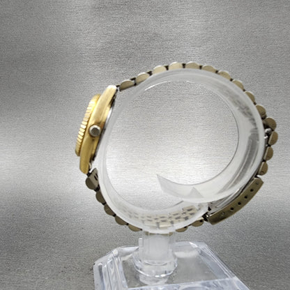 Seiko Watch Women 24mm Black Tone Gold Tone Daydate Round 7n830049 New Battery6
