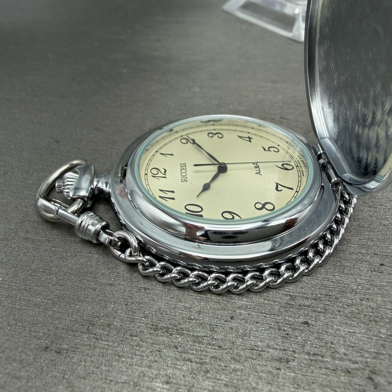 Seiko ALBA Pocket Watch Men 36mm Champagne Dial Silver Tone V721-0A20 New Batt4