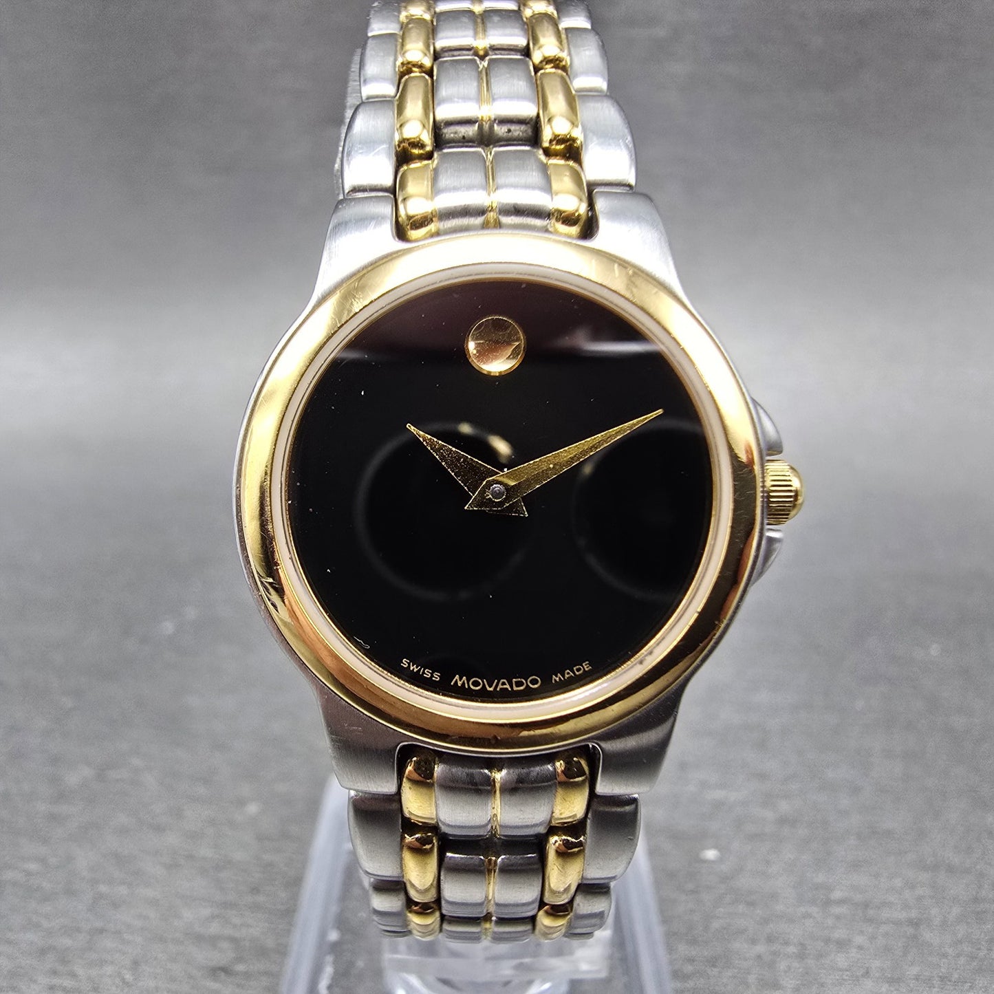 Movado Museum Watch Women 24mm Black Dial Two Tone 81 E4 9835 PARTS0