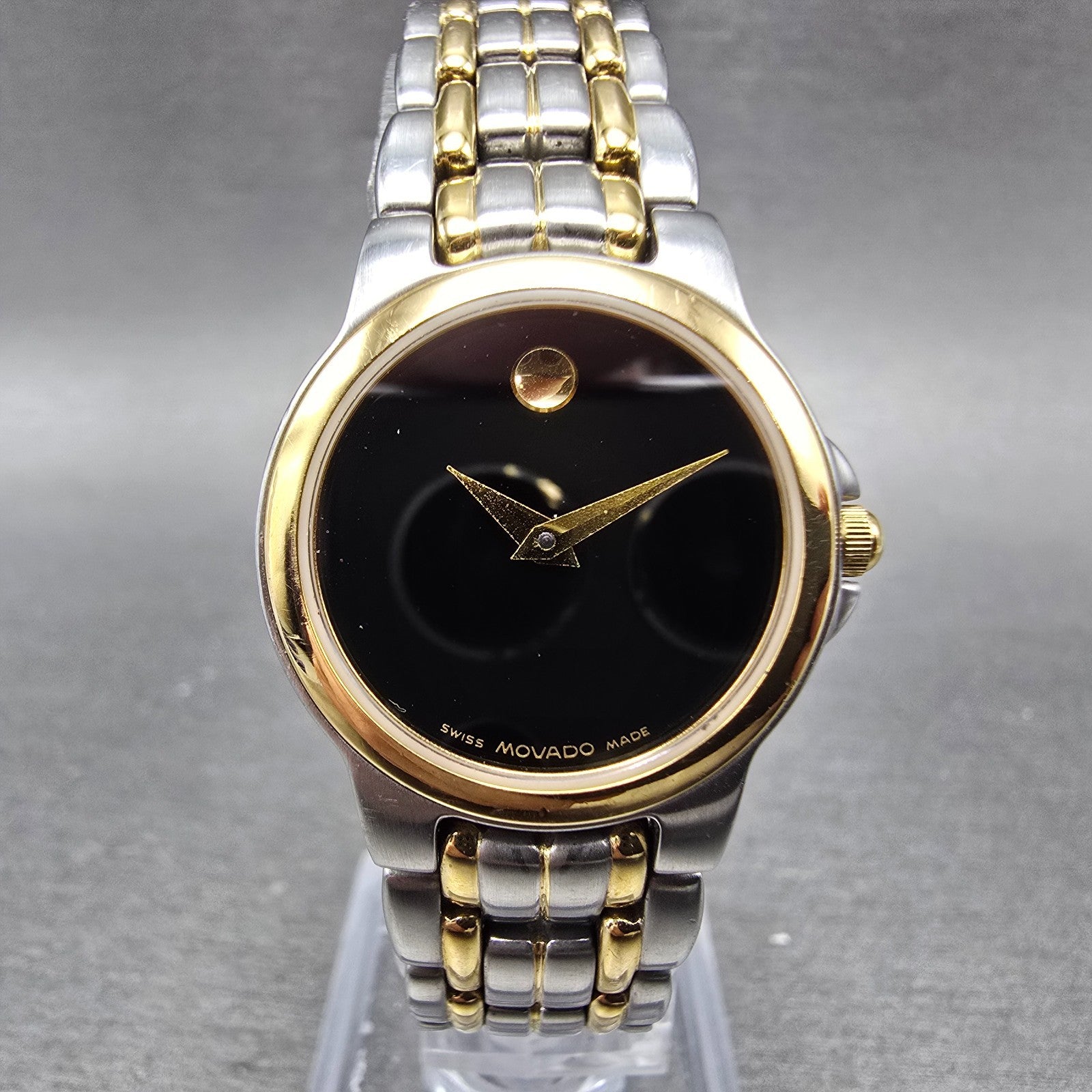 Movado Museum Watch Women 24mm Black Dial Two Tone 81 E4 9835 PARTS0
