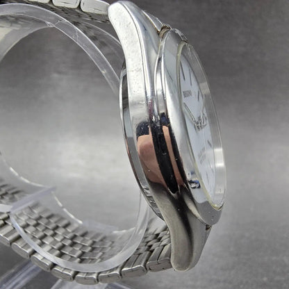Citizen Reguno Solar Watch Men 36mm White Dial Steel Daydate E101-K005299 Runs3