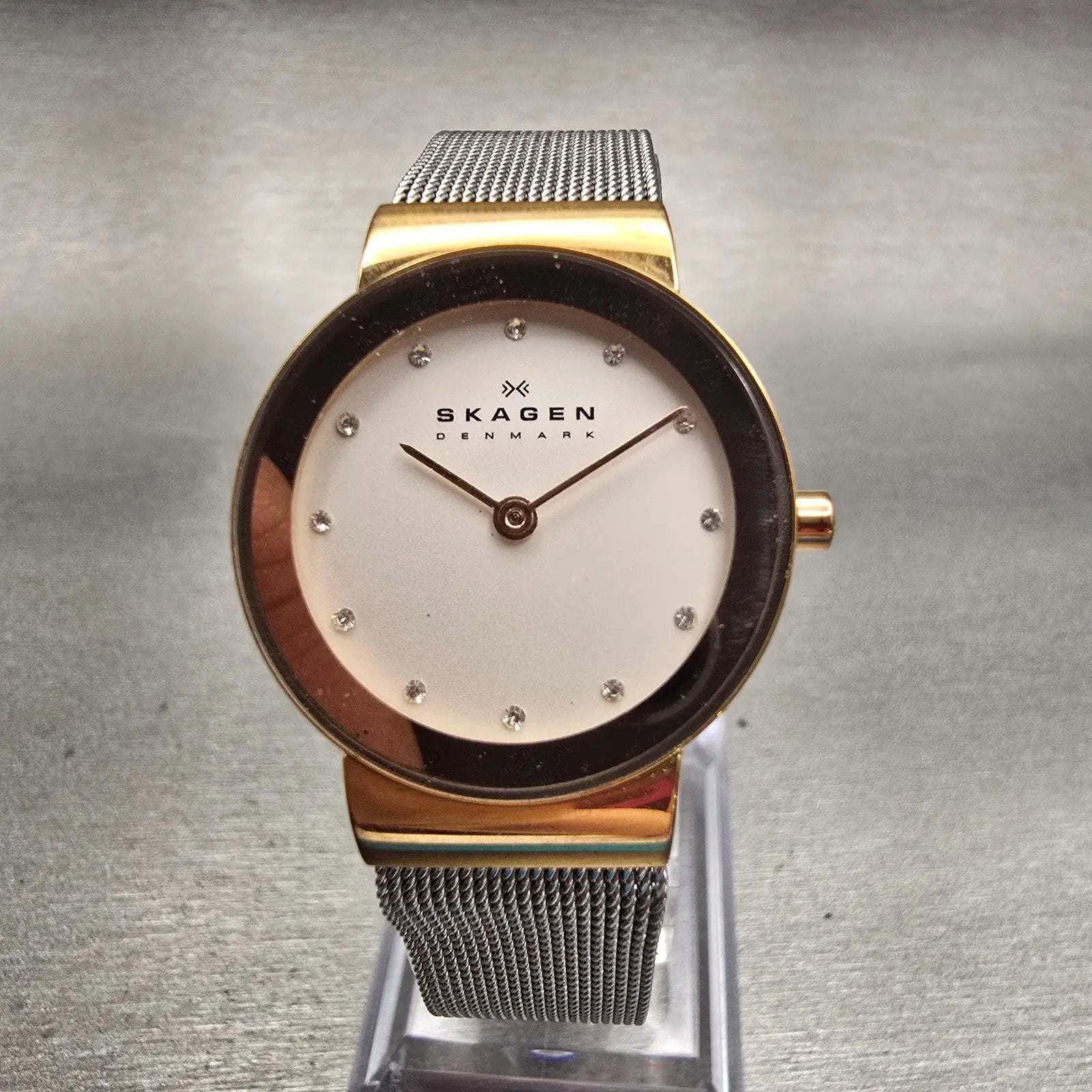 Skagen Freja Watch Women 26mm White Dial Rose Gold Tone Gemmed 358SRSC New Batt0