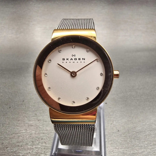 Skagen Freja Watch Women 26mm White Dial Rose Gold Tone Gemmed 358SRSC New Batt0