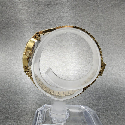 Seiko Tank Watch Women 18mm Black Dial Gold Tone Manual 114750 Runs6
