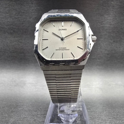 Citizen Leopard Watch Men 30mm Champagne Dial Silver Tone 7933-799976 New Batt6