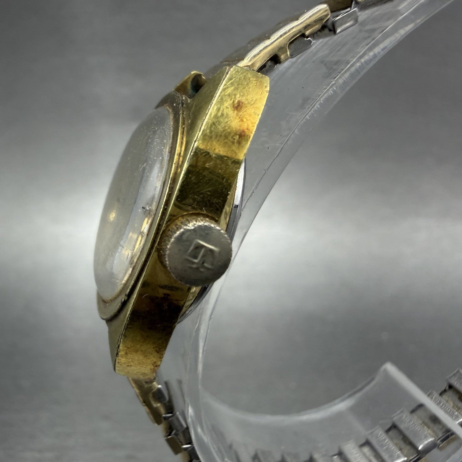 Tissot Seastar Automatic Watch Women 23mm Silver Dial Gold Tone Date PARTS READ!2