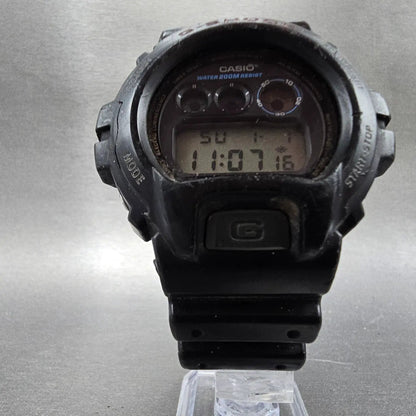 Casio G-Shock DW-6900 Watch Men 50mm Black  Alarm Chrono 1289 CRACKED New Batt6