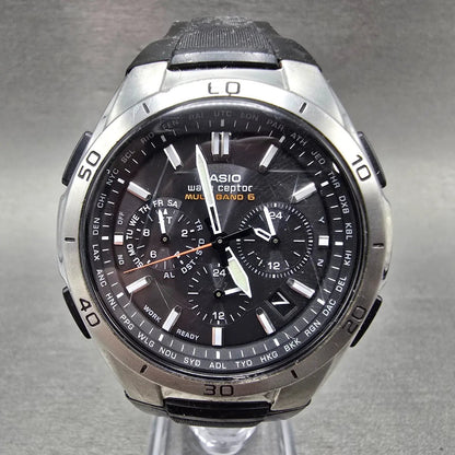 Casio Waveceptor WVQ-M410 Watch Men 43mm Black Dial Silver Tone Date Solar RunsF0