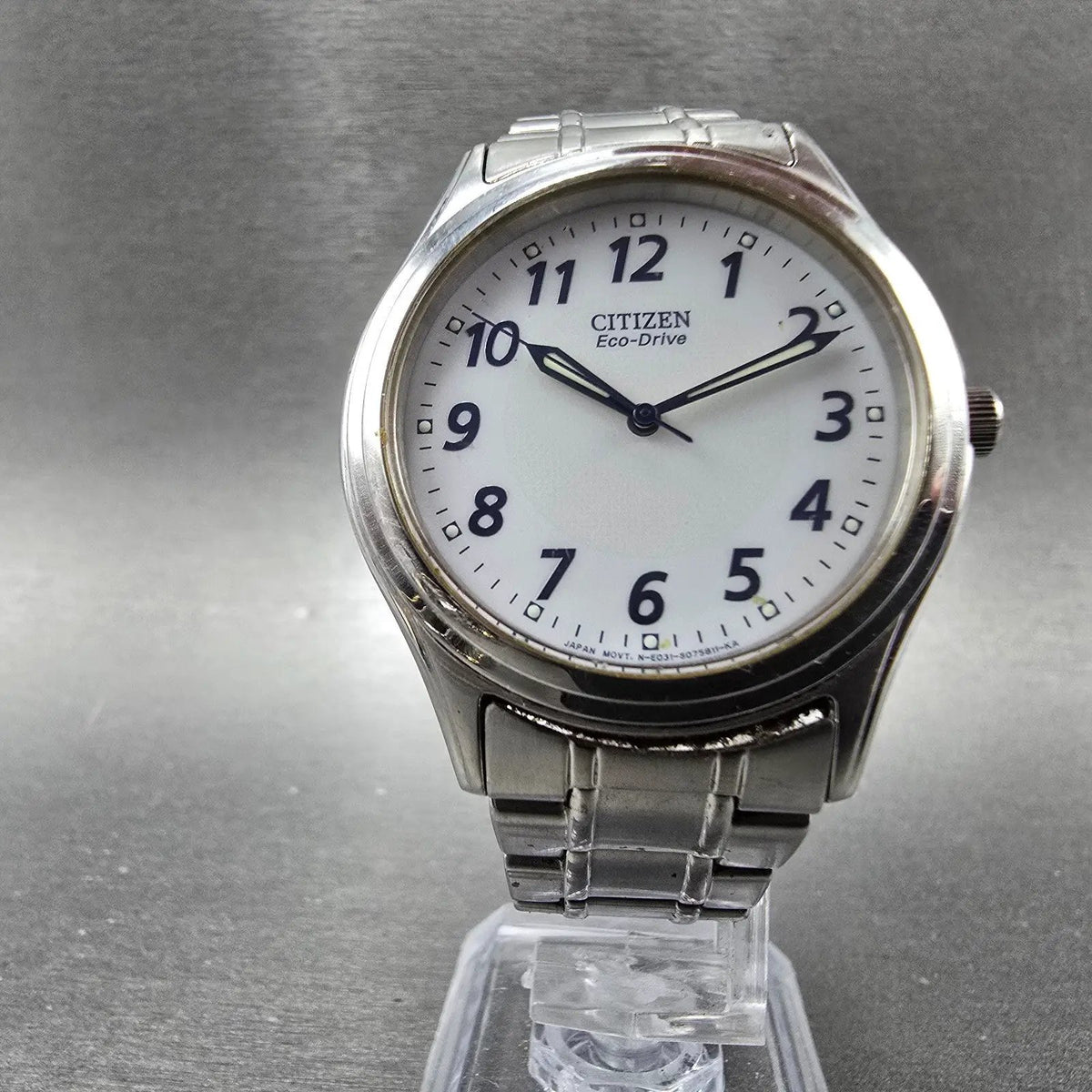 Citizen Eco-Drive Watch Men 36mm White Dial Silver E031-S048419 Round Works5
