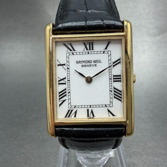 Raymond Weil Tank Watch Women 23mm White Dial Gold Tone Rectangle 5767 New Batt0