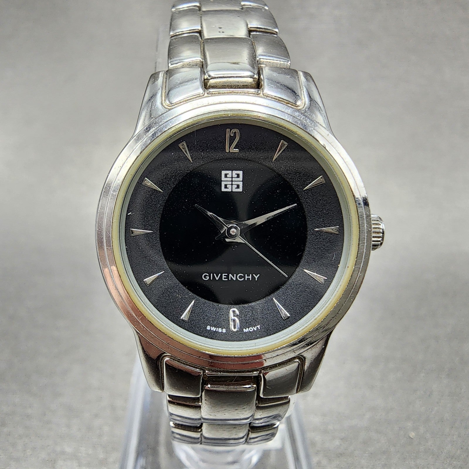Givenchy Watch Women 24mm Black Dial Stainless Steel Round New Battery0