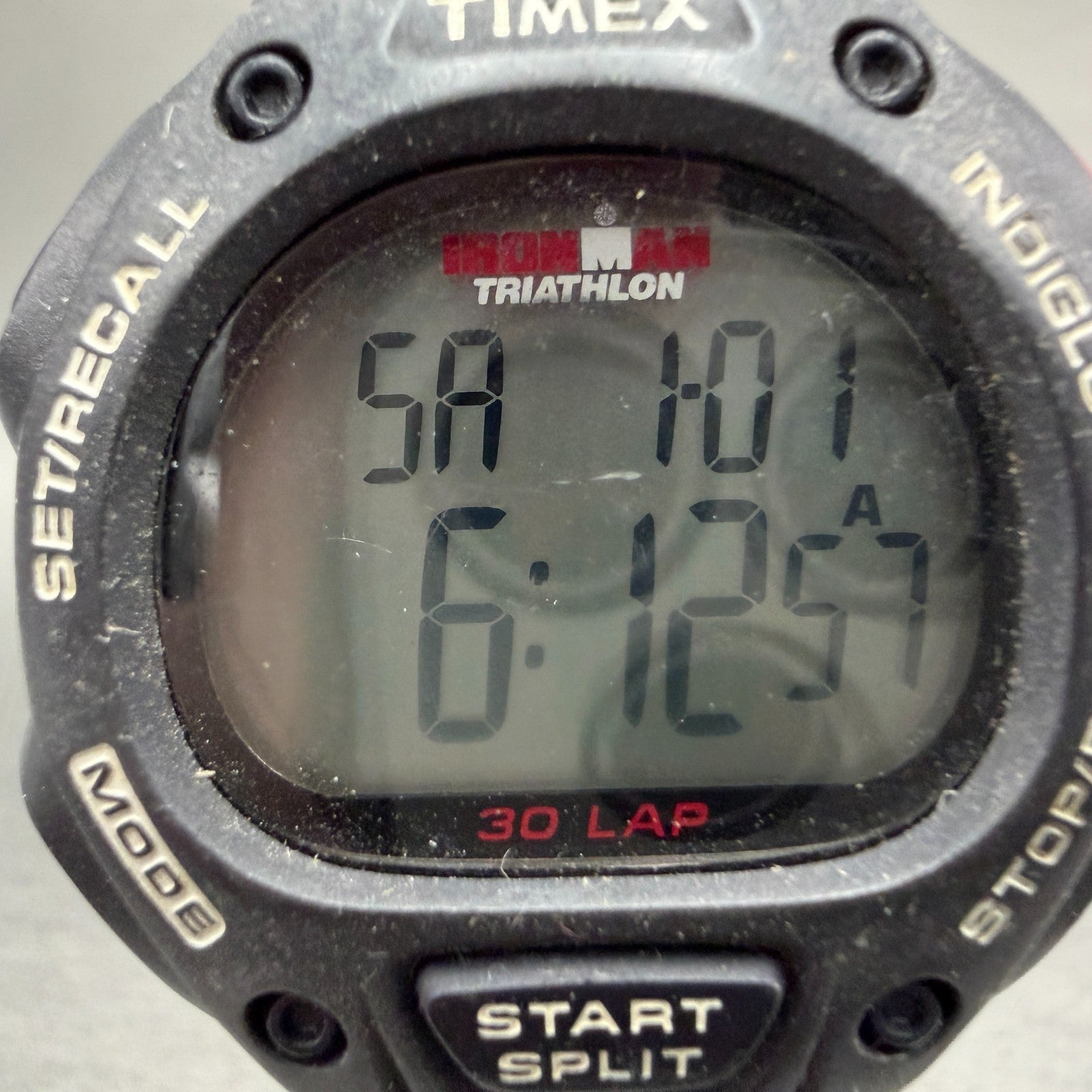 Timex Ironman Triathlon Watch Men 38mm Digital Black Alarm Chrono Round New batt1