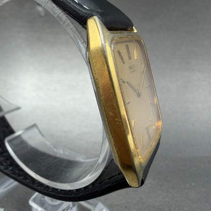 Seiko Tank Watch Men 27mm Champagne Dial Gold Tone Octagon 7430-5309 New Batt3