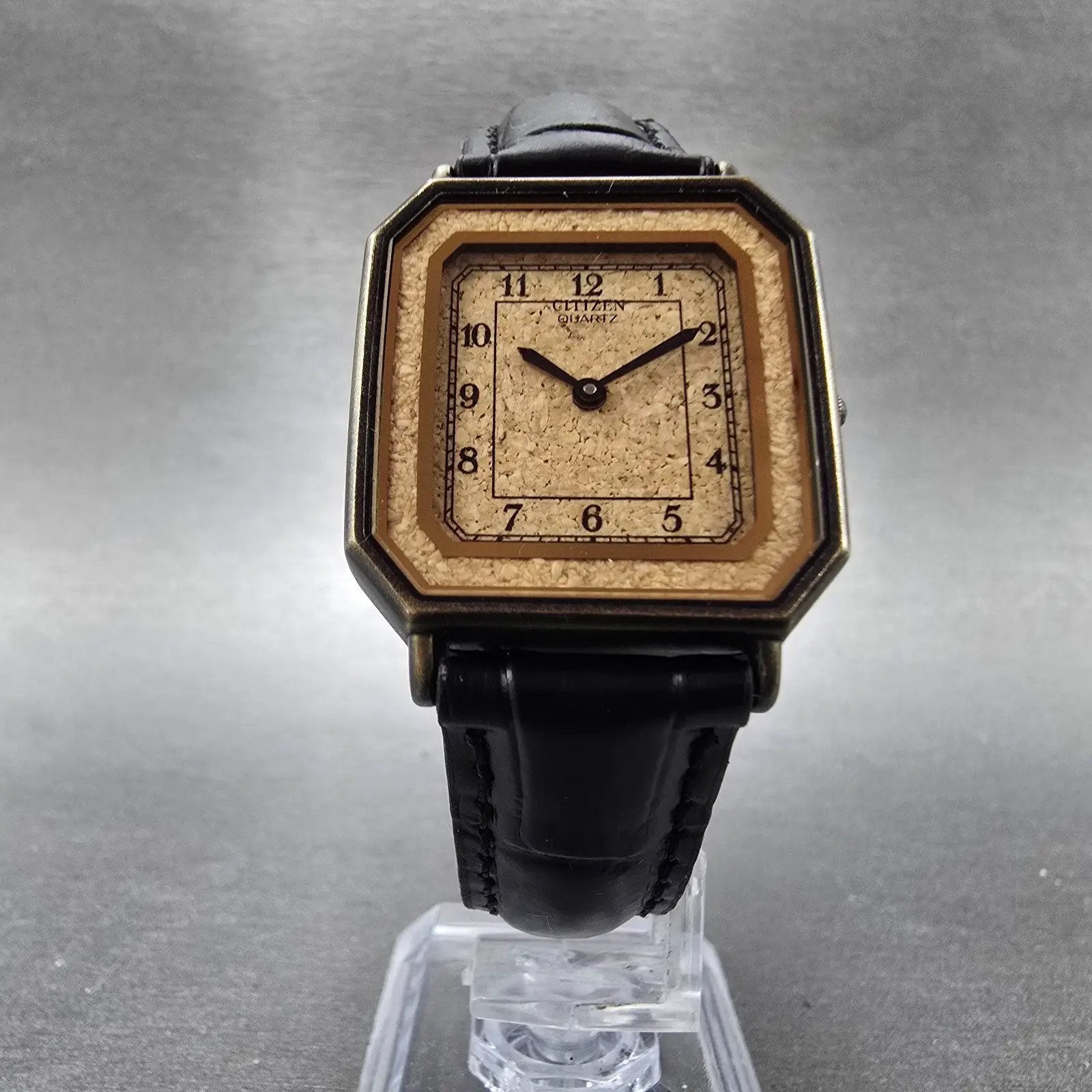 Citizen Tank Watch Men 27mm Brown Dial Black Tone Octagon 3621-361075 NewBattery5