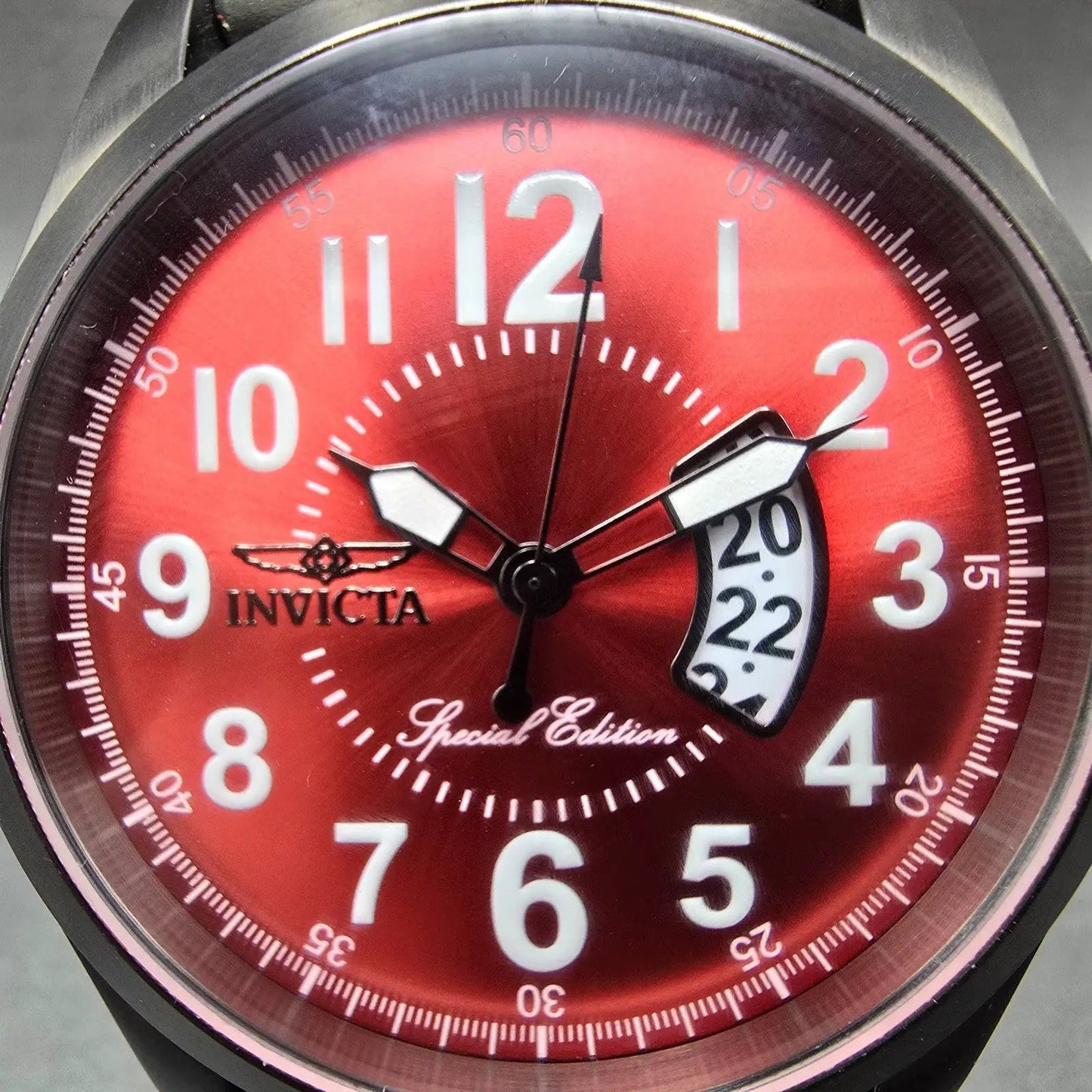 Invicta Special Edition Watch Men 53mm Red Dial Black Tone Date 18985 NewBattery1