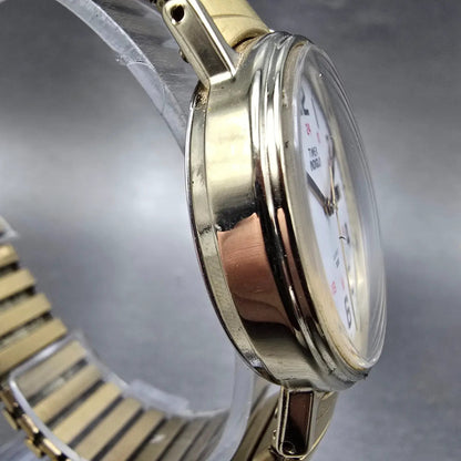 Timex Easy Reader Watch Men 35mm White Dial Gold Daydate Round New Battery3