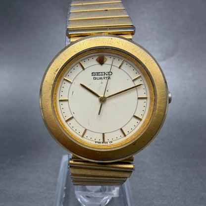 Seiko Watch Unisex 31mm Cream Dial Gold Tone Round 5Y95-6110 New Battery Vintage0