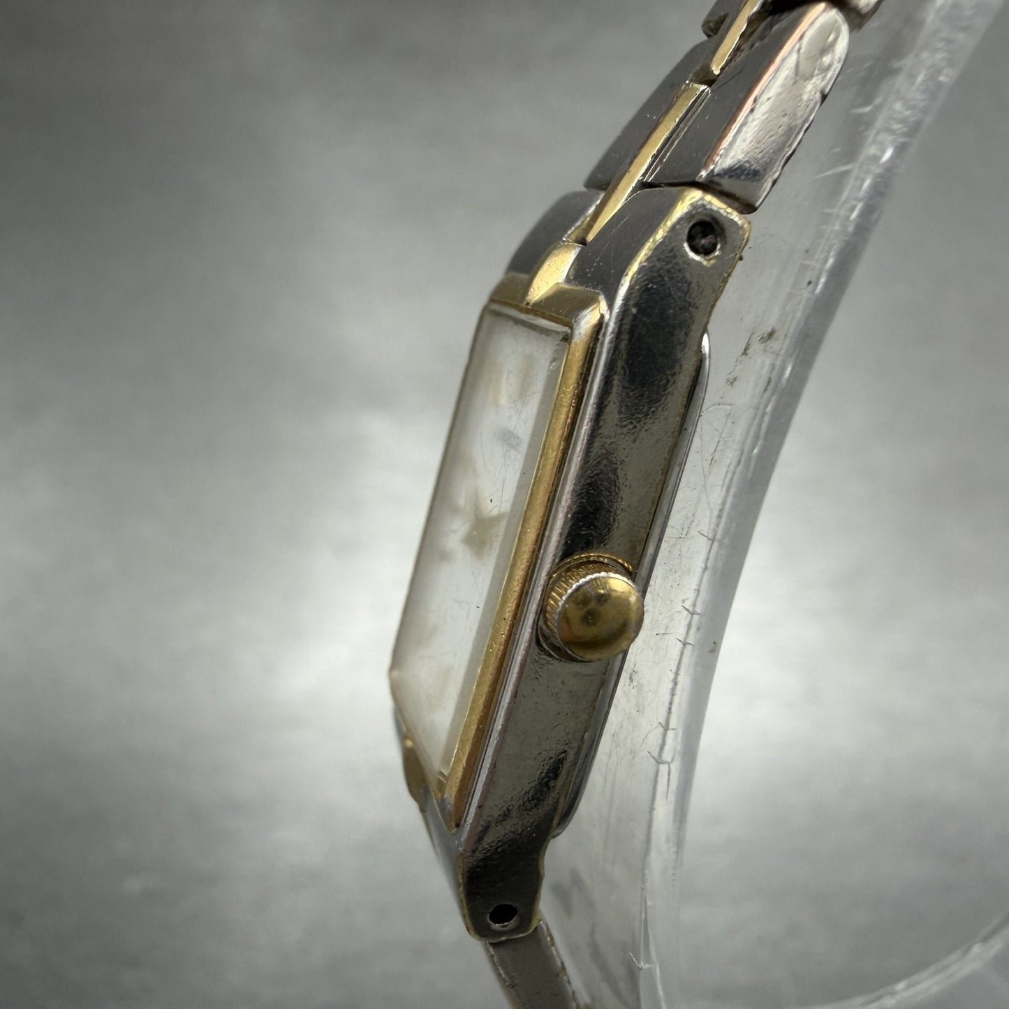 Seiko Tank Watch Women 13mm White Dial two Tone Rectangle 2E20-0AY0 New Battery2