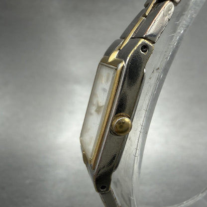 Seiko Tank Watch Women 13mm White Dial two Tone Rectangle 2E20-0AY0 New Battery2